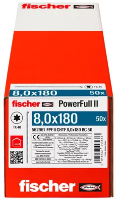 Produktbild von Fischer 562961, Schraube, Verzinkter Stahl, Holz, Zink, Vollgewinde, Zylindrischer Kopf