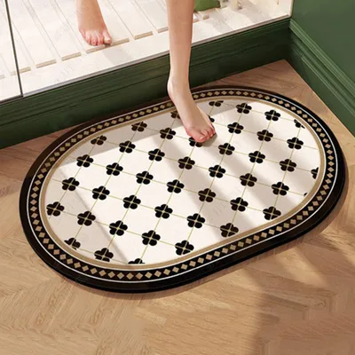 Produktbild von Badematte Saugfähige Rutschfest Badezimmer Matten Oval Fußmatten für Badezimmer, 60x90 cm