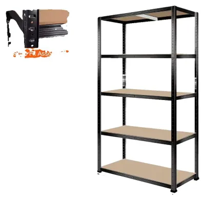 Obrázok produktu pre 5-policový regál, výškovo nastaviteľný, robustná konštrukcia, 2 m, čierny, 90 x 40 cm