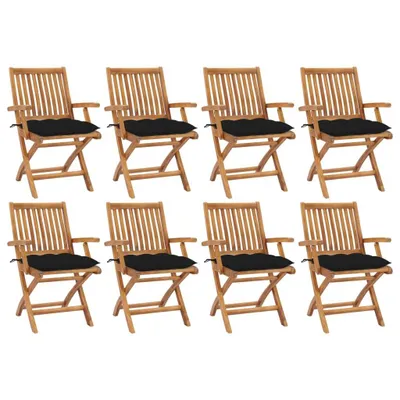 Produktbild von Klappbare Gartenstühle mit Kissen 8 Stk. Massivholz Teak