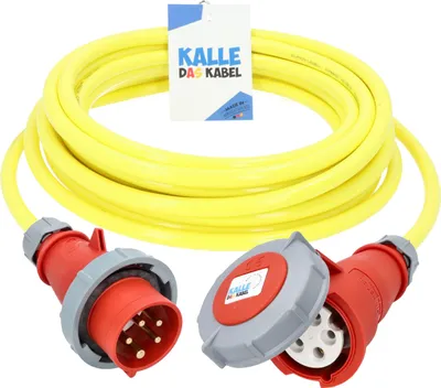 Produktbild von Kalle Verlängerungskabel CEE 400V 16A 2,5mm² Extreme Signal Gelb Aquasafe IP67 Phasenwender 15 Meter