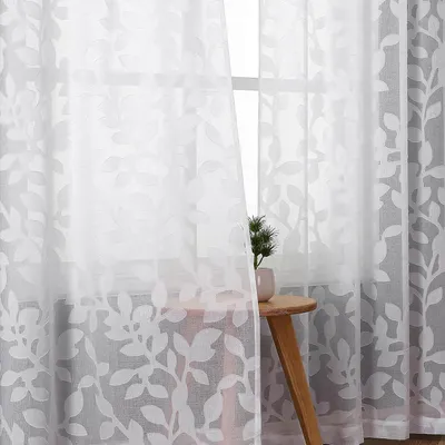 Productafbeelding van Witte transparante gordijnen 213 cm lang - 2 panelen voor woonkamer