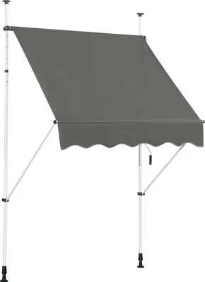 Obrázek produktu pro Výsuvná stříška sluneční ochrana s klikou, výškově nastavitelná markýza 150 x 120 cm šedá
