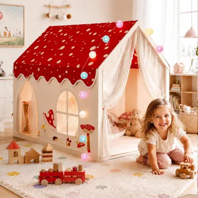 Image de Tente pour enfants avec 2 entrées, maison de jeu d'intérieur, avec fenêtres, 1 pièce, tente de jeu pour enfants