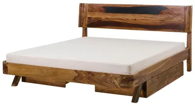 Produktbild von MASSIVMOEBEL24 Bett mit Schublade Sheesham 180x200x98 dunkelbraun lackiert MAILAND #245