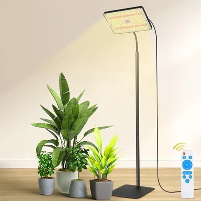 Zdjęcie produktu dla Ibenzoa® Lampa LED do roślin, regulowana wysokość 50–125 cm, 286 diod LED, pełne spektrum 380–800 nm (w tym 660 nm), timer, 3 tryby i 10 poziomów regulacji jasności, idealna do roślin doniczkowych