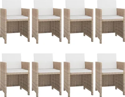 Produktbild von vidaXL 9-tlg. Garten-Essgruppe mit Auflagen Poly Rattan Beige