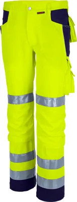 Produktbild von Qualitex Bundhose - reflektierende PROfessionals Warnschutz-Bundhose (faserverstätkt) - in Farbe: warngelb/marine - Herren: 68 - Damen: 62