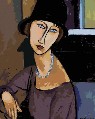 Zdjęcie produktu dla Zuty - Painting by Numbers - JEANNE HÉBUTERNE WITH HAT AND HOOD (AMEDEO MODIGLIANI), 40x50 cm, bez ramy i płótna