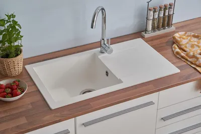 Produktbild von Einbauspüle Küchenspüle Spüle Granit Mineralite 78 x 44 Weiß Respekta Denver