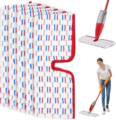 Produktbild von 5 Stš¹ck Mop Pads Kompatibel mit Vileda 1-2 Spraymax Sprš¹hwischer, Wiederverwendbar Ersatzbezug Kompatibel mit Vileda Bodenwischer, Waschbarer Wischbezug Mop Microfaser fš¹r Alle Hartb?den