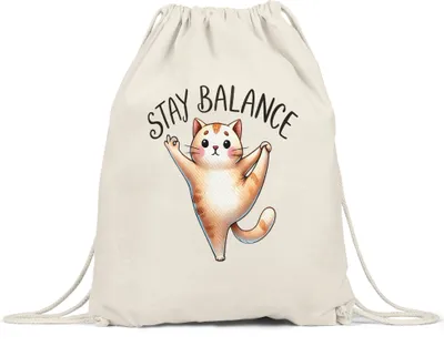 Produktbild von Stay Balance Turnbeutel Geschenkidee für Katzenliebhaber und Yogafans