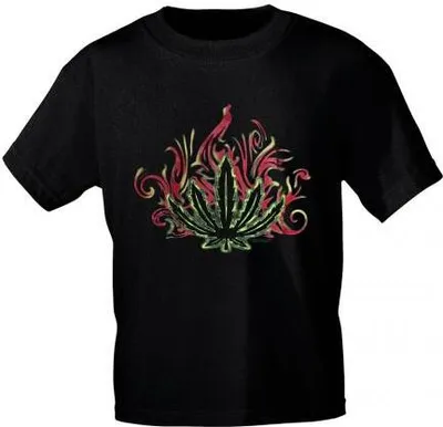 Produktbild von T-Shirt mit Print - Hanf- Feuer - 09543 schwarz - Gr. S-XXL Größe - L