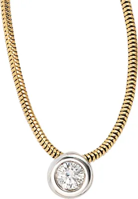 Produktbild von JOBO Collier 585 Gold Gelbgold Weißgold kombiniert 1 Diamant Brillant 42 cm Karabiner