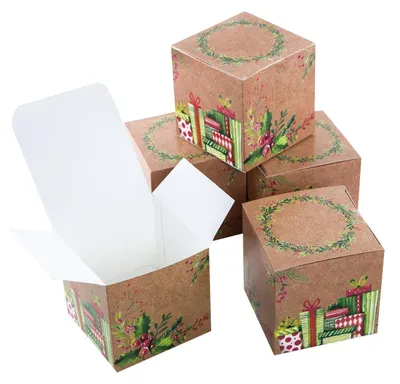 Produktbild von Kleine Geschenkschachtel in 8 x 8 cm für Weihnachten braun rot grün - für Kleinigkeiten 10 Stück25 Stück