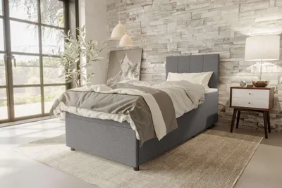 Produktbild von 99rooms Kira Mini Boxspringbett Strukturstoff NEVE Anthrazit 120x200 cm