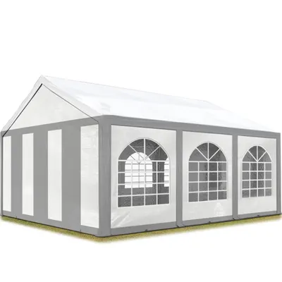 Produktbild von Hochwertiges Partyzelt 4x6 m Pavillon Zelt ca. PE Plane 450 N Gartenzelt Festzelt Bierzelt Wasserdicht grau-weiß