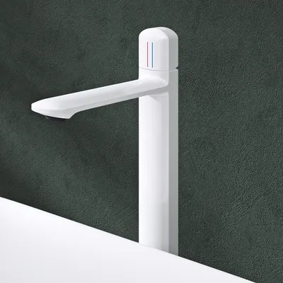 Produktbild von Mai & Mai Armatur Bad Wasserhahn Badezimmer Waschtischarmatur Einhebelmischer Mischbatterie Bad aus Messing mit Wassersparfunktion Glänzend weiß 1190H