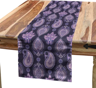 Produktbild von ABAKUHAUS Paisley Tischläufer, Vintage Floral östlichen Muster inspiriert von ethnischen orientalischen Kunst, 40 x 180 cm, Aubergine Lavendel