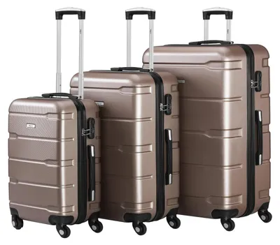Produktbild von Reisekoffer Trolley Kofferset Hartschalenkoffer - 3-teilig - ABS - Zahlenschloss - Champagner