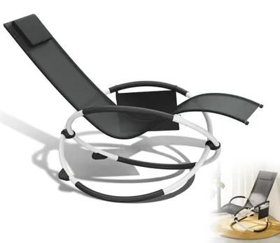 Obrázok produktu pre LZQ Ergonomické relaxačné lehátko, záhradné lehátko, hojdacie lehátko, odolné voči poveternostným vplyvom, nosnosť až 150 kg, pohodlné lehátko s vankúšom pod hlavu