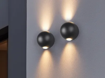 Produktbild von 2er SET kleine LED Außenwandleuchten, Up and Down Außenleuchten Schwarz Ø 10cm