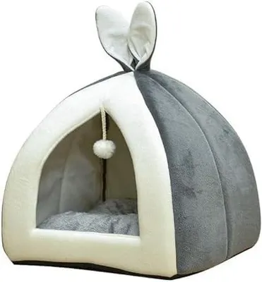 Image de Lit pour lapin avec oreilles, pour petits animaux de compagnie, panier douillet