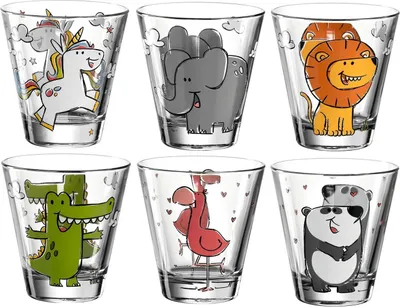 Image de Leonardo Set de gobelets pour enfants BAMBINI, 6 gobelets, gobelets à boire, verres, verre, multicolore, 120 ml, 017906