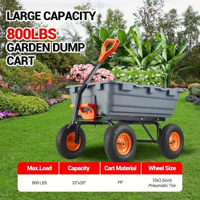 Produktbild von Gartencar mit Kippfunktion – Tragfähigkeit: 362 kg – Transportwagen mit 4 Rädern – Stahlrahmen