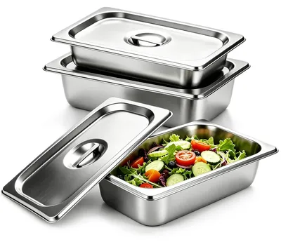 3-teilige Paneerschalenset aus Edelstahl, GN 1/3, 32,5x17,6x6,5 cm