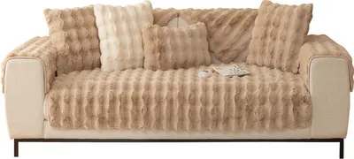 Produktbild von (Hellbraun, Couchkissen 90 * 160 cm) Dickes Plüsch-Kaninchen-Sofakissen, flauschige Sofakissenbezüge, Möbelschutz