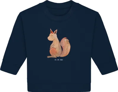 Produktbild von Mr. & Mrs. Panda Organic Baby Pullover Einhorn Glauben 24. - 36. Monat - French Navy - Geschenk, Einhörnchen, Unicorn, Bullover, Eichhörnchen, Eichhorn, Einhörner