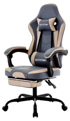 Produktbild von Ergonomischer Gaming Stuhl mit Fußstütze und verstellbarer Rückenlehne 90-135°