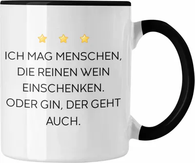 Produktbild von Trendation - Lustige Tasse mit Spruch für Frauen Männer Arbeit Büro Lustig Tassen Becher mit Sprüchen Kollegin Geschenk Sarkasmus Wein Gin (Schwarz)