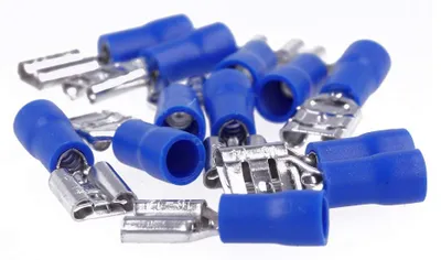 100 Stück Faston Flachsteckhülsen, weiblich, 16-14 AWG, blau