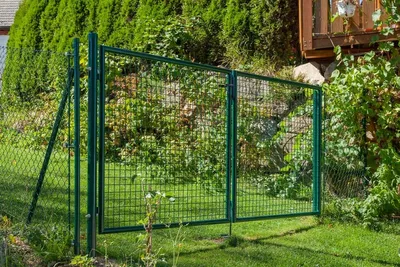 Produktbild von Zauntor Dingo 2-flügelig - Maße (H x B): 125 x 300 cm, Ausführung: grün beschichtet