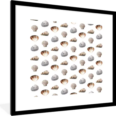 Produktbild von MuchoWow® MuchoWow® Gerahmtes Poster Muschel - Muster - Farben 40x40 cm - Poster mit zchwarzem Bilderrahmen - Poster - Plakat im Rahmen