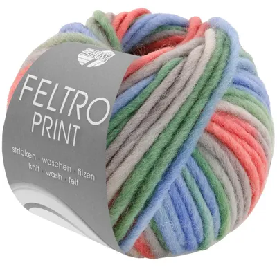 Produktbild von Lana Grossa - Feltro Print 1309 pastellgrün hellgrau himmelblau rot