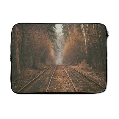 Produktbild von MuchoWow® Laptop Hülle 14 ZollBahnstrecke - Weg - Wald - Baum Laptoptasche - Laptoptasche - Stoßsicher - Schutzhaube