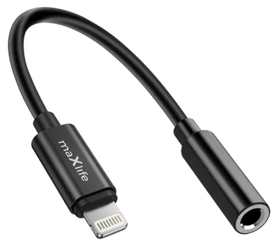 Immagine prodotto di Maxlife, adattatore audio compatto da jack da 3,5 mm a Lightning, 13,5 cm, nero