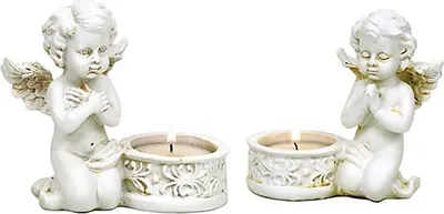 Produktbild von Zwei Engelchen mit Teelichthalter -- 234 g, 10x9 cm im Set Set 7 Lotus