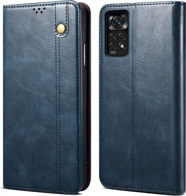 Produktbild von Redmi Note 11S Hülle, Leder Flip Brieftasche Schutzhülle für Xiaomi Redmi Note 11S Blau