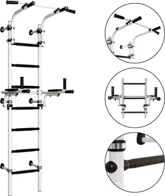 Image de Espalier d'intérieur à fixation murale pour adultes  Structure d'escalade en métal avec accessoires Teenager Plus, blanc et noir