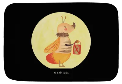 Produktbild von Mr. & Mrs. Panda Badezimmerteppich Glühwürmchen - Schwarz - Geschenk, Liebesspruch, Badezimmer Matte, Verlobung, Badvorleger, Gute Laune, Badematte, Liebe, Badteppich