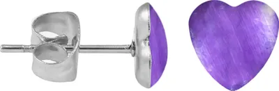 Produktbild von Chirurgenstahl Ohrstecker Perlmutt Herz Farbe - Dunkles Lila