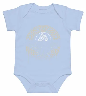 Image de Body pour bébé, couleur bleu clair, motif Viking, symbole du Valknut, mythologie nordique, Hugin et Munin, taille 0/3 mois