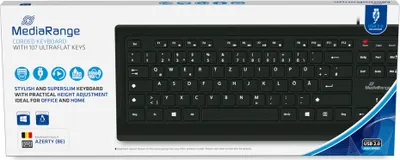 Obrázok produktu pre MediaRange Tastatur kabelgeb. ultraflachen Tasten (BE) sw