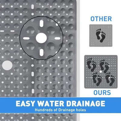 Produktbild von Unyqoos® Antirutsch-Duschmatte 70 x 70 cm Grau mit Saugnäpfen und Ablauflöchern – rutschfeste Matte für Dusche & Badewanne