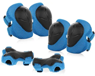 Productafbeelding van Beschermset voor kinderen, knie-, elleboog- en polsbescherming, blauw, 6-delig, geschikt voor kinderen van 3-8 jaar