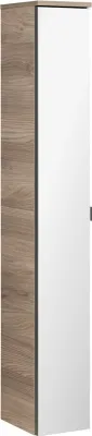 Produktbild von FACKELMANN Hochschrank LUXOR mit Spiegel / Badschrank mit Soft-Close / Maße (B x H x T): ca. 20,5 x 139,5 x 26,5 cm / Schrank fürs Bad mit 1 Spiegeltür / Türanschlag links / Korpus: Braun hell